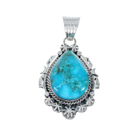 Turquoise Authentic Sterling Silver Navajo Pendant NN20459